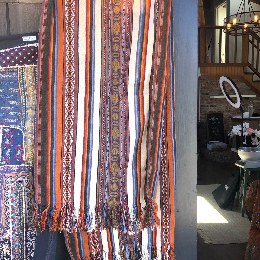 Colorful Striped Loom Woven Peruvian Scarf